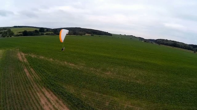 powered para glider by drone view