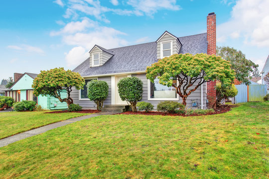 Authentic Gray House With Yard.