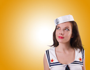 Woman sailor in marine concept