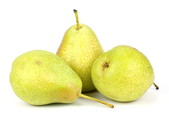 Three pears isolated on white background