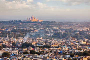 Aerial view of Jodhpur - the blue city. Rajasthan, India