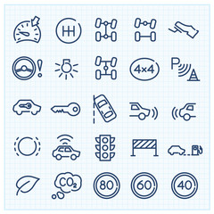 Car interface thin line icons set © iconstock