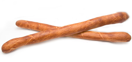 bread baguette on a white background