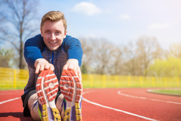 Fototapeta premium Always remember about stretching before jogging!