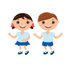 Illustration cute boy and girl