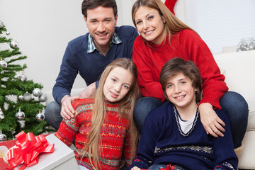 Happy family celebrating the christmas