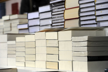 Group of new books in a shelf