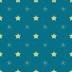 Vector seamless geometric pattern background for decoration, wallpaper, web page, surface textures and print. Minimalistic beige star blue backdrop