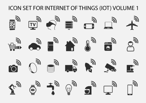Simple internet of things icon set. Symbols for IOT with flat design. 