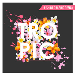 Tropical Flowers Graphic Design - for t-shirt, fashion, prints