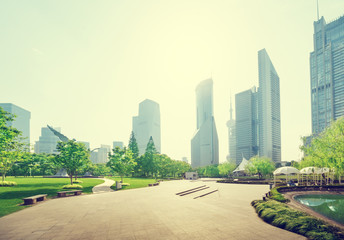 Fototapeta na wymiar park in lujiazui financial center, Shanghai, China