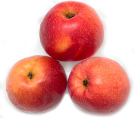 fresh red apples on a white background