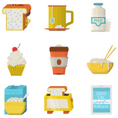 Food flat colored icons vector collection