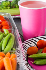 Vegetable tray with dip.