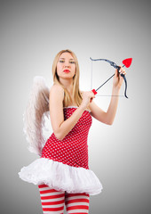 Woman with bow in valentine concept