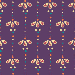 Indian style seamless pattern with ethnic flowers.