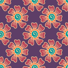 Fototapeta na wymiar Indian style seamless pattern with ethnic flowers.