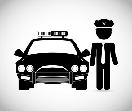 black police car and officer silhouette clip art preview