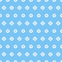 Abstract seamless pattern with simple hand drawn circles and squares.