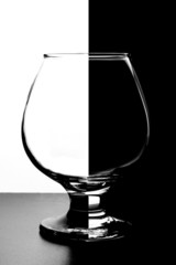 On a white background is black glass