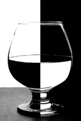 On a white background is black glass