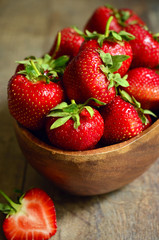 Bowl of fresh organic strawberry.