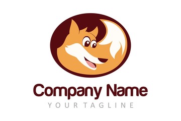 Fox Logo design vector template negative space. Creative Wild Animal in circle Logotype concept icon.