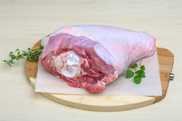 Raw turkey leg