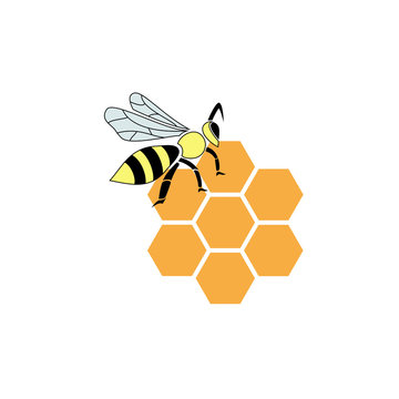 Stylized silhouette of a bee on light background