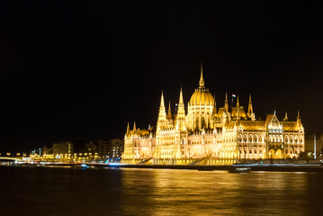 Fototapeta na wymiar The Hungarian Parliament Building with bright and beautiful illu