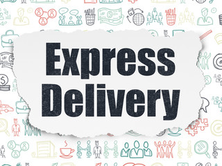 Finance concept: Express Delivery on Torn Paper background