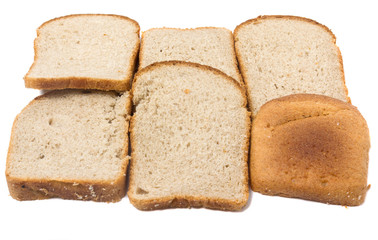 Sliced bread closeup. Isolated on white background