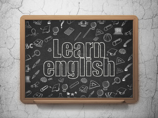 Learning concept: Learn English on School Board background