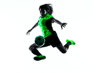 Fototapeta na wymiar woman soccer player isolated silhouette