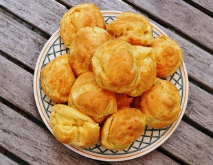 Plate of French gougeres cheese puff choux
