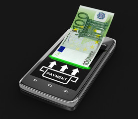 Touchscreen smartphone with euro (clipping path included)