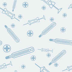 pattern seamless texture set of medical syringe and thermometer