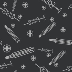 pattern seamless texture set of medical syringe and thermometer