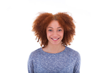 Young african american teenage girl isolated on white background