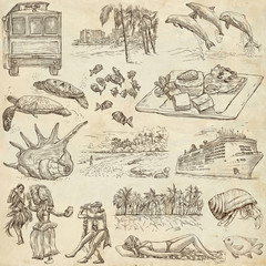 Hawaii - Full sized hand drawn illustrations on paper