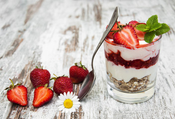 strawberry yogurt with muesli