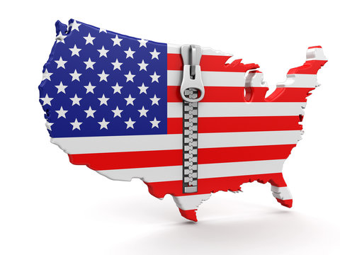 Zip and USA. Image with clipping path
