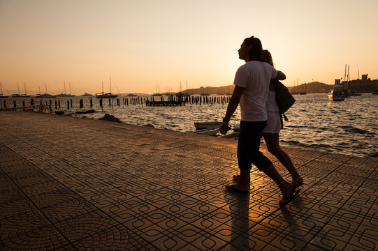 Couple At Sunset In Bodrum.