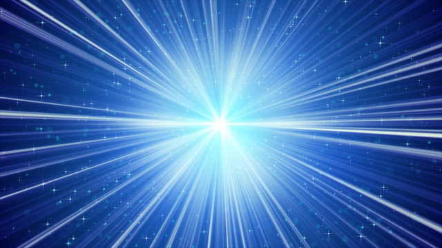 Blue Shining Light Rays And Stars Background