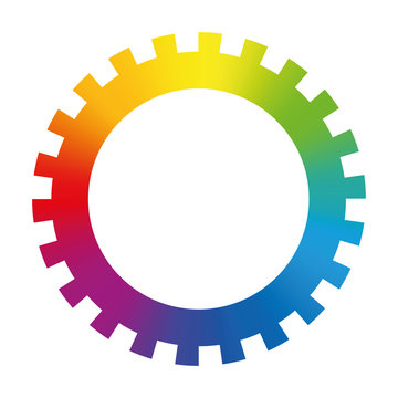 Gear cog wheel - rainbow colored circle - isolated vector illustration on white background.