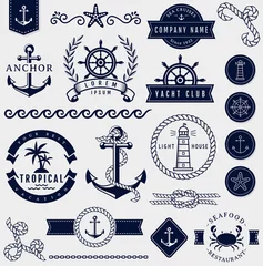 Fotobehang Sea and nautical design elements. Vector set. © RainLedy