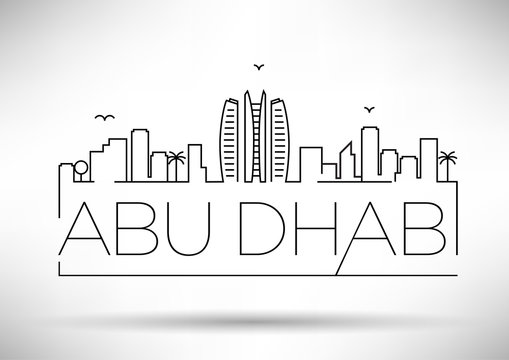 Abu Dhabi City Line Silhouette Typographic Design