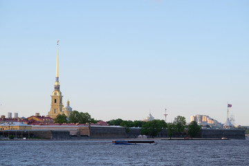 Fototapeta premium Landscape with the image of Neva River in St. Petersburg, Russia