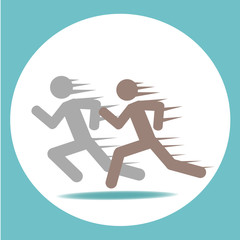 Running illustration over color background