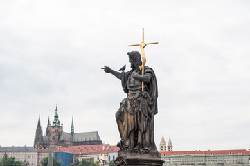 panorama of Prague castle from charles bridge